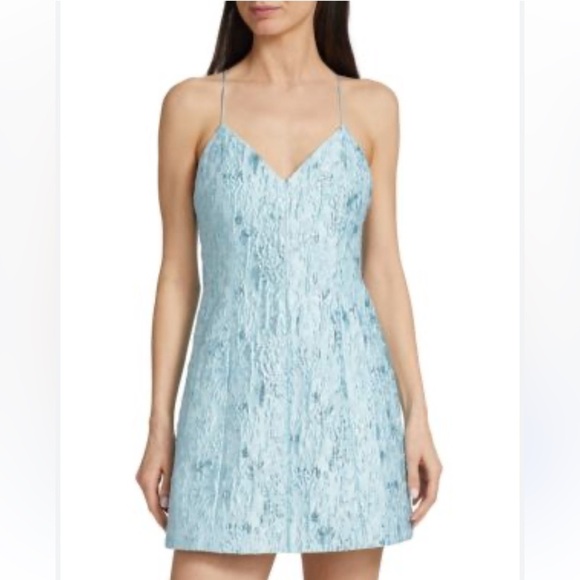 Alice + Olivia Dresses & Skirts - NWT Alice and Olivia Tayla Dress Blue Mini Jaquared Mini with Metallic Detail 8